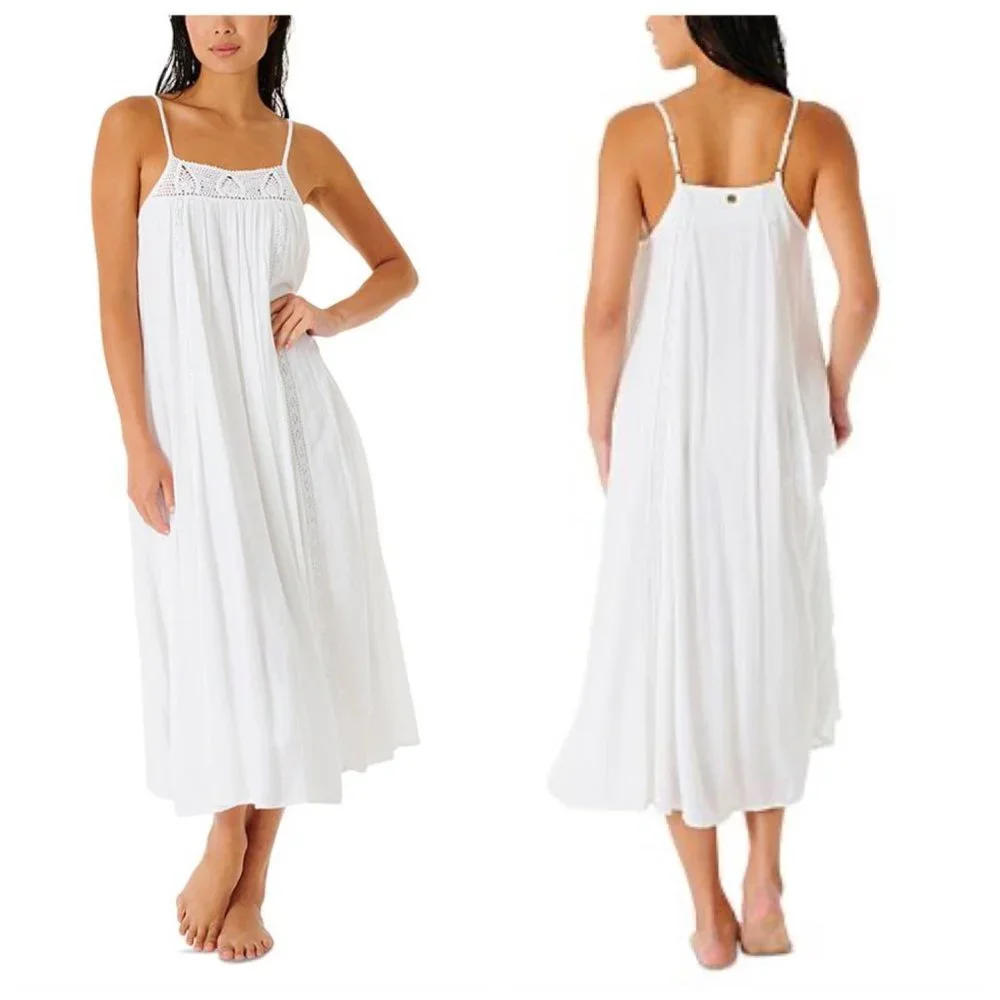 NWT Rip Curl Alira Crochet-Trim Maxi Dress - White, Size X Small - Picture 7 of 7